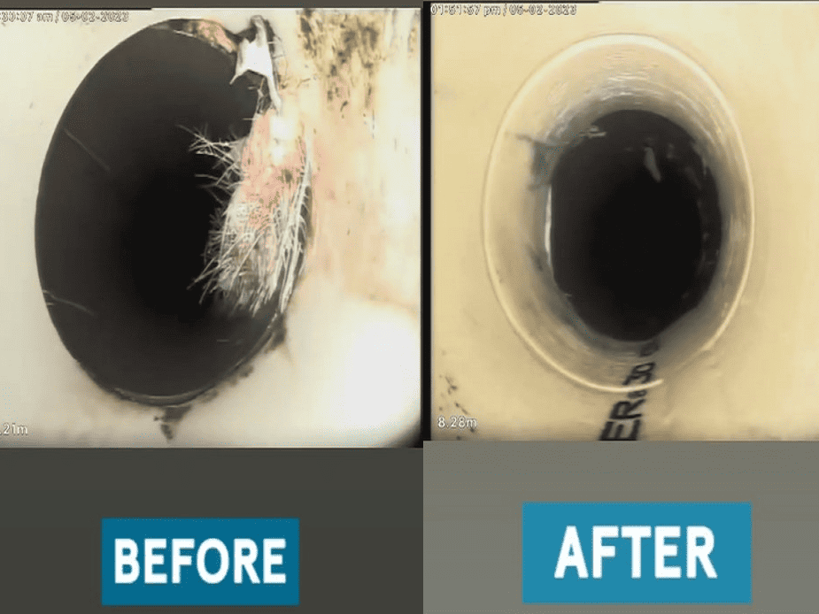 Kenec Plumbing and Gas pipe relining before and after images