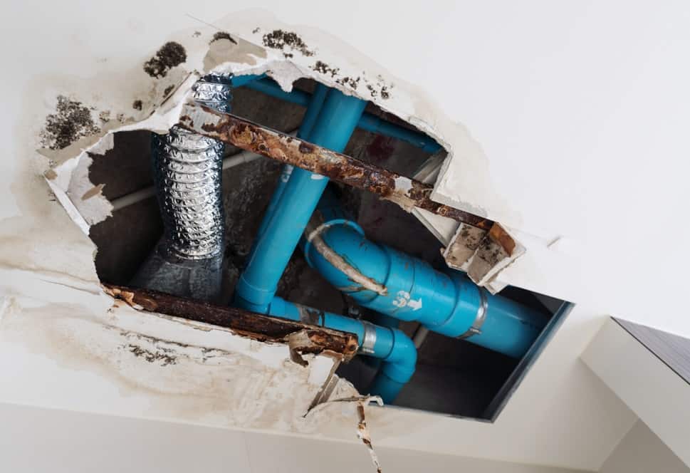 Kenec Plumbing technicians can detect water leaks and prevent damaged ceiling