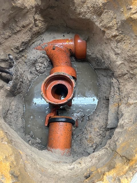 Pipe requiring blocked drain plumbing